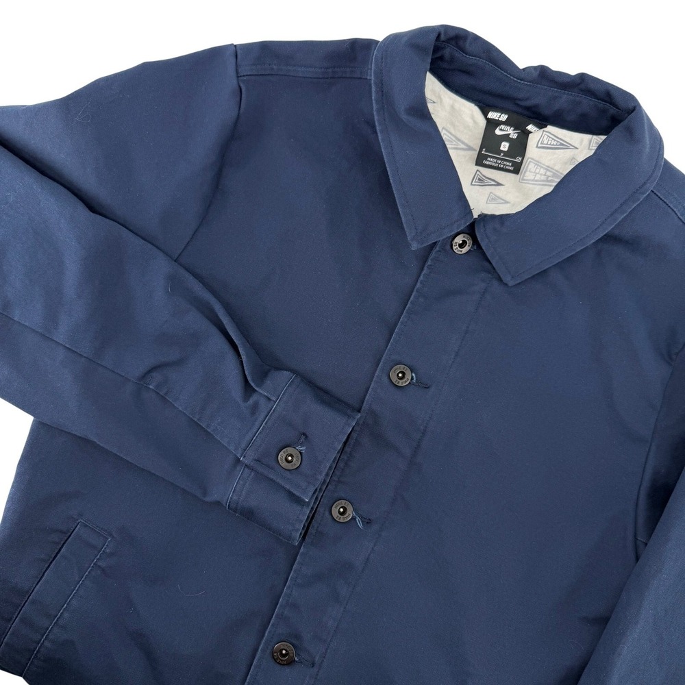 Nike SB Flex Coaches Banner Chore Jacket Mens S Blue Button Front 863043-451